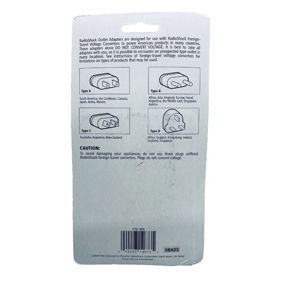RadioShack Foreign Travel Outlet Adapter 273-1405E-Does Not Convert Volt P15 07 - Picture 3 of 7